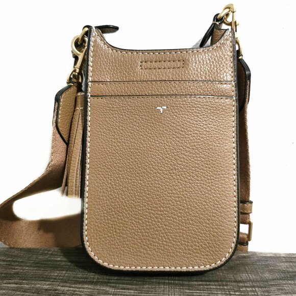 NWOT Tory Burch Beige Thea Leather Cellphone Crossbody - Picture 8 of 9